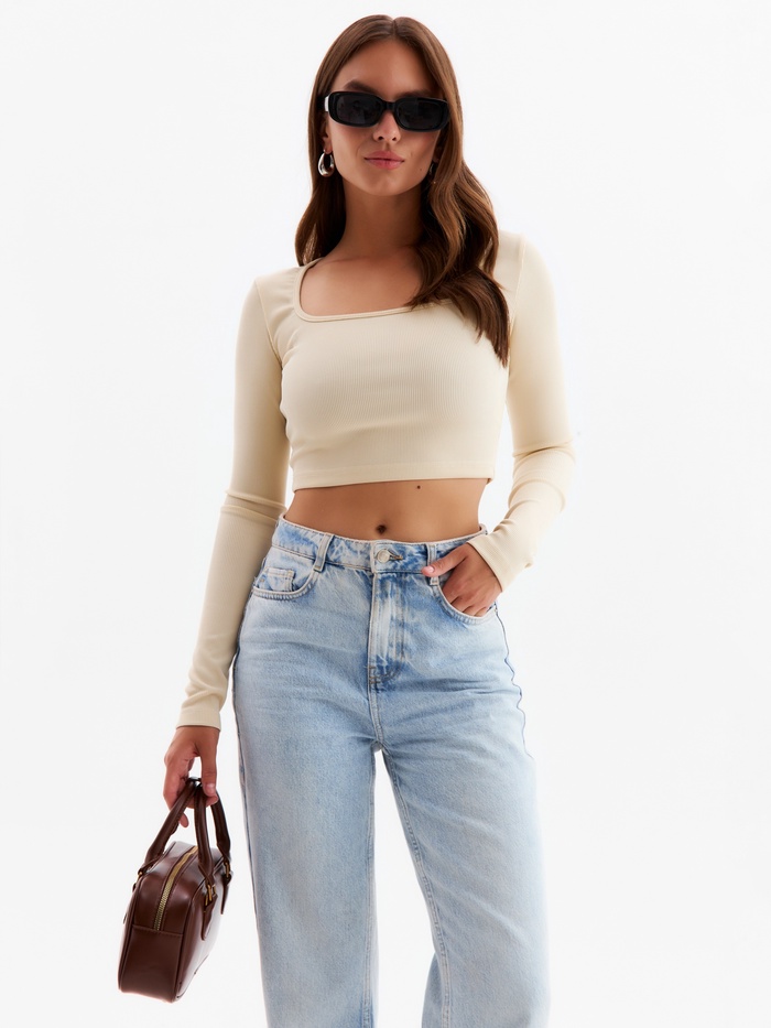 Лонгслив женский MIST, размер 48-50, бежевый